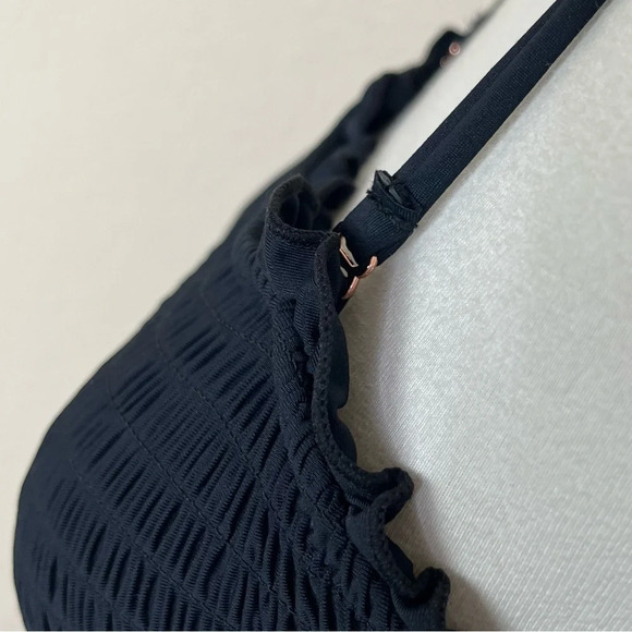 Anthropologie Iris Smocked Halter One-Piece Swimsuit in Black Motif - Picture 7 of 13